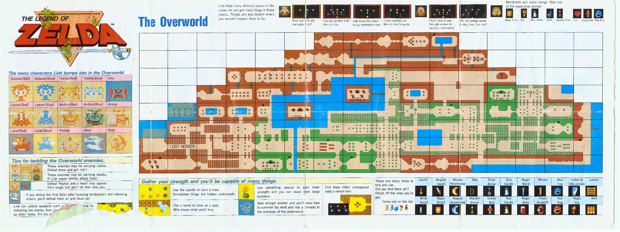 Legend Of Zelda The The Overworld Map For Nes Original Scan Dj Oldgames